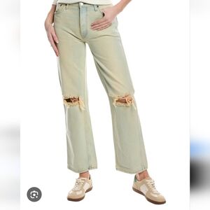 RE/DONE 90's High Rise Loose Natural Sonora Distress Light Blue Jeans Size 24
